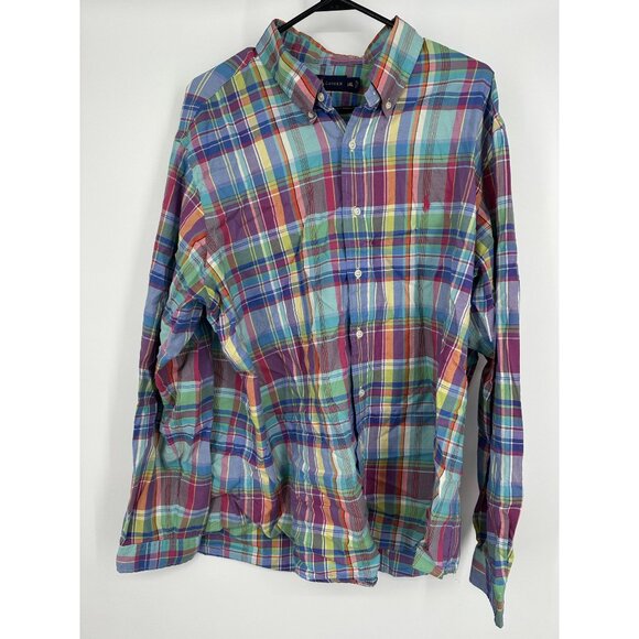 Ralph Lauren Men's Button Down Plaid Blue Label  Long sleeve Size‎ XXL - Picture 1 of 5